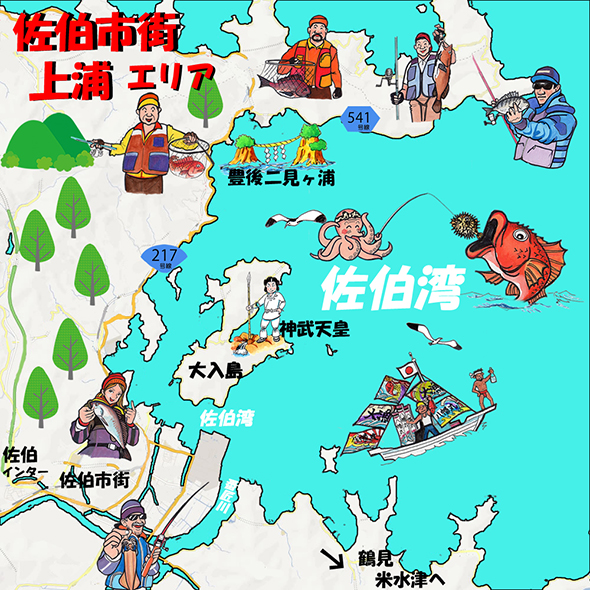 蒲江の魚釣りマップ